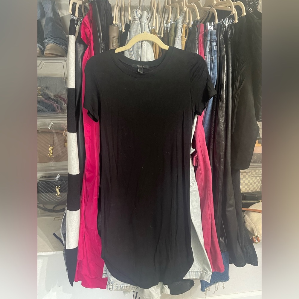 Black forever 21 tee shirt dress-  size medium